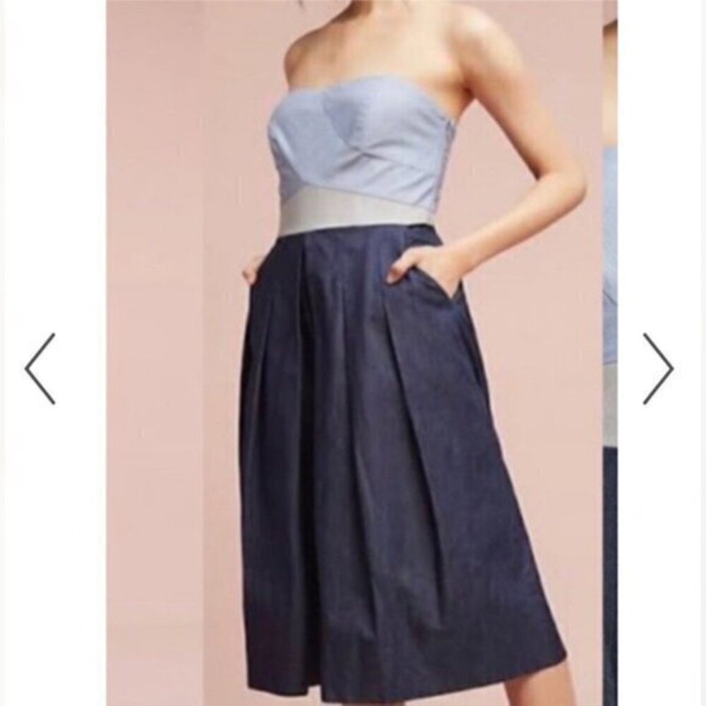 Anthropologie Greylin Nina Pleated Culotte Strapless Jumpsuit. (C)
